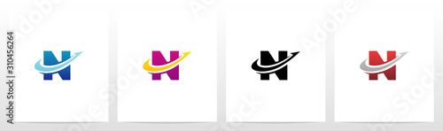 Swoosh Arrow Lines Letter Logo Design N