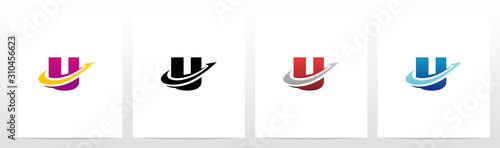 Swoosh Arrow Lines Letter Logo Design U