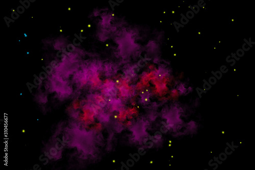 Red nebulas with stars imagination image, deep space illustration © pomiti