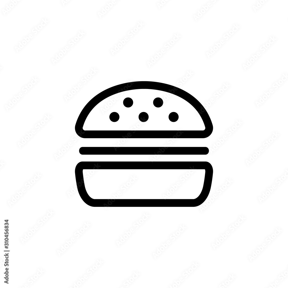 Burger icon vector. A thin line sign. Isolated contour symbol illustration Burger icon vector. A thin line sign. Isolated contour symbol illustration