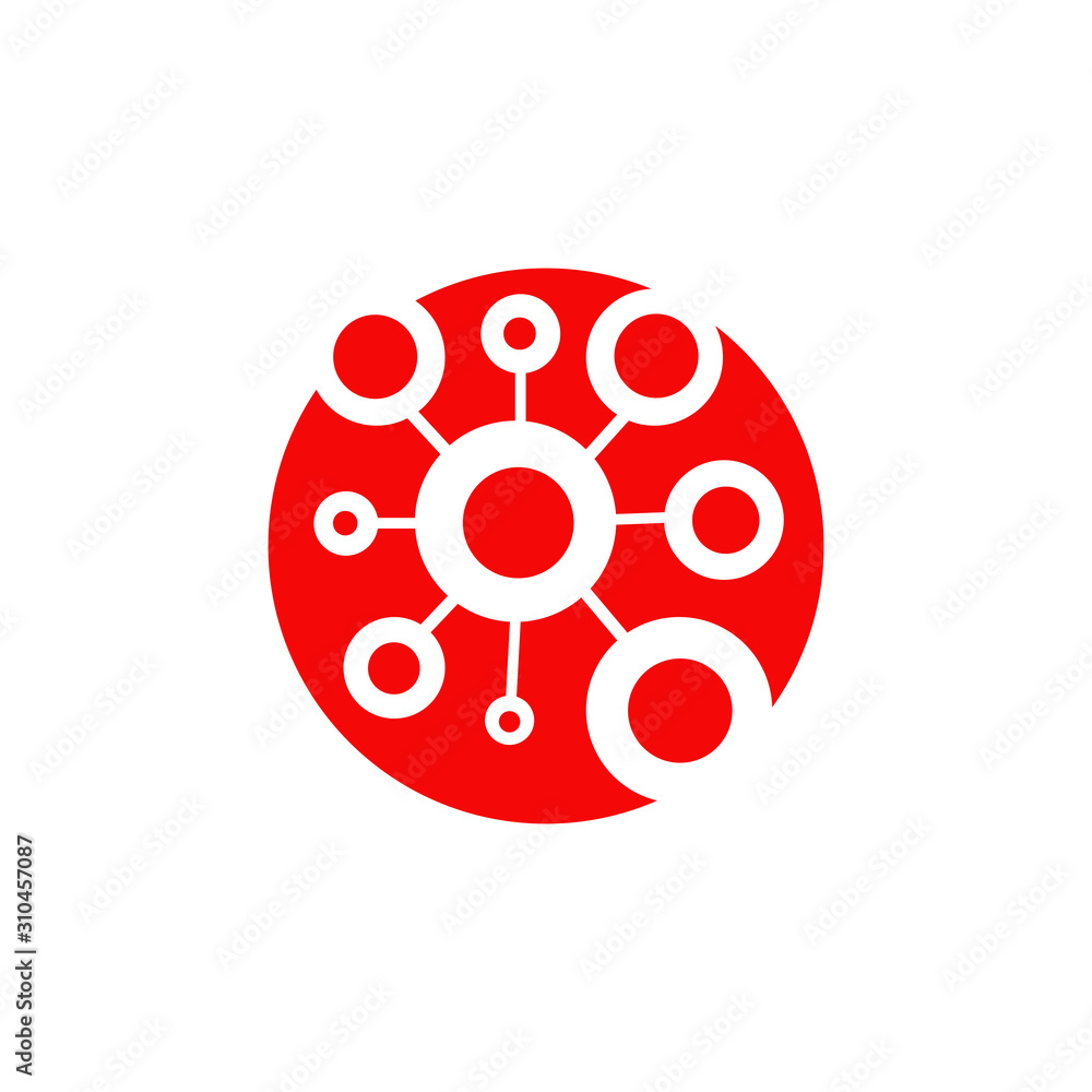 Atom chain icon logo design vector template