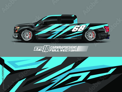 Vehicle wrap design vector. Graphic abstract stripe racing background kit designs for wrap race car  rally  adventure and livery. Full vector eps 10