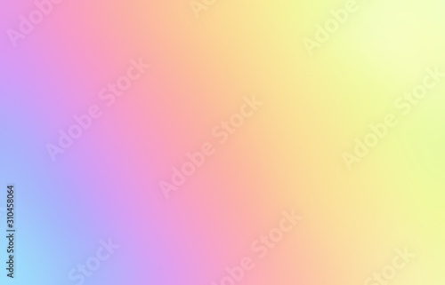 Spectral defocus illustration. Rainbow blurred abstract pattern. Iridescent yellow pink blue empty background.