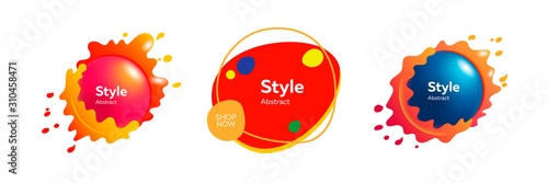 Set of dynamical colored figures in free shape. Design template for logo, flyer or presentation. Abstract form dynamic composition. Modern style vector illustration