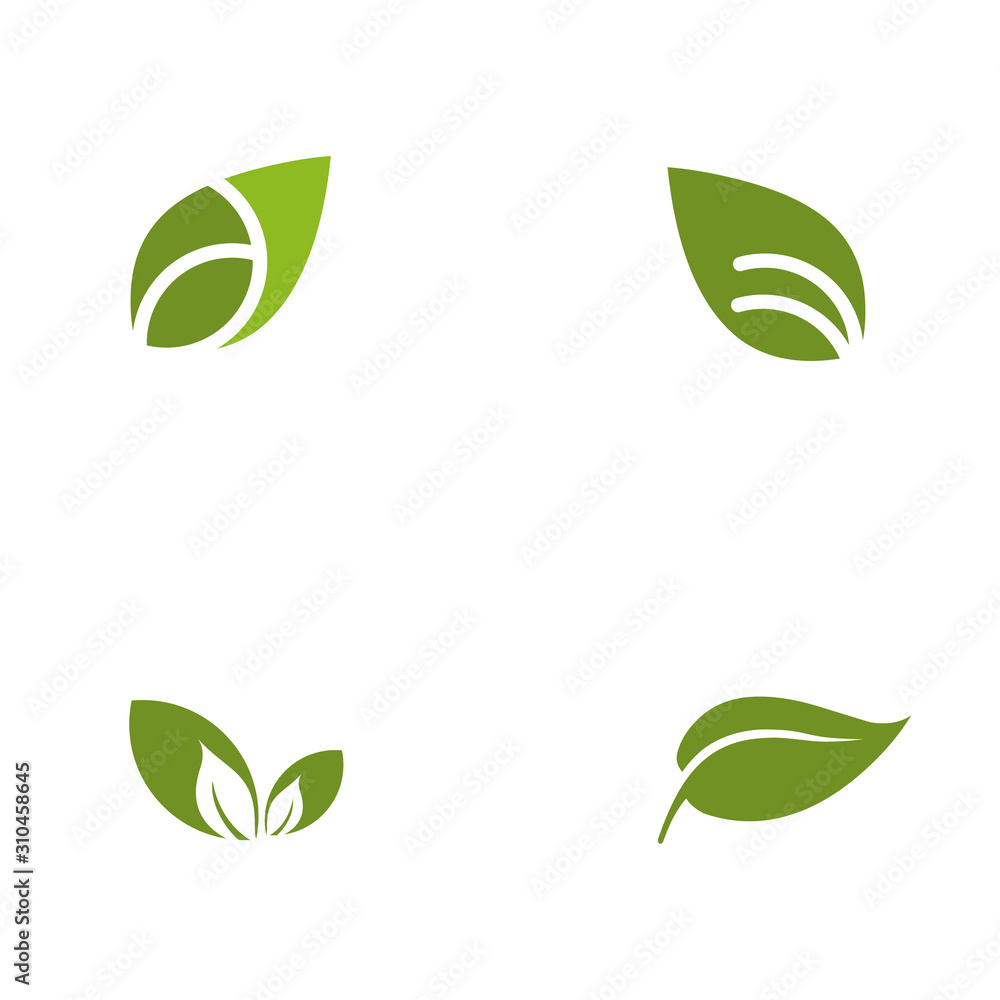 Green leaf icon logo design vector illustration template Green leaf icon logo design vector illustration template