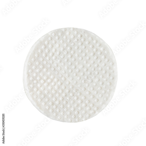 Top view of round block of soft cheese isolated on white background. Feta or other dairy product