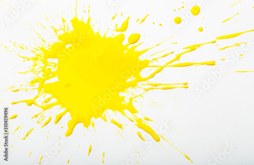 Yellow paint isolated on white background