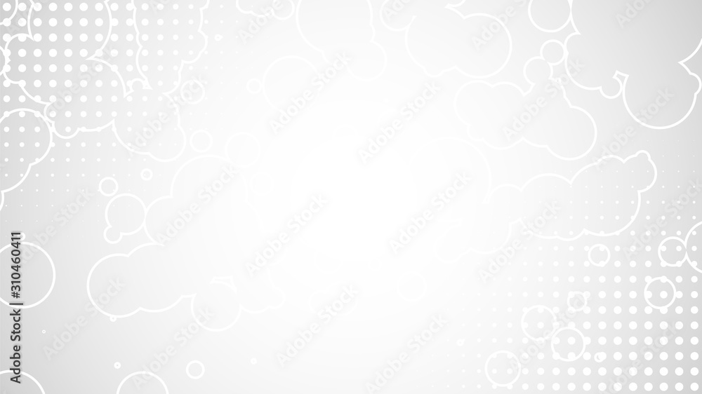 Abstract gray white background. White Circle pattern on gradient backdrop. Halftone pattern. Molecules look. Blank geometric presentation, poster, print, cover template. Stock vector illustration Abstract gray white background. White Circle pattern on gradient backdrop. Halftone pattern. Molecules look. Blank geometric presentation, poster, print, cover template. Stock vector illustration