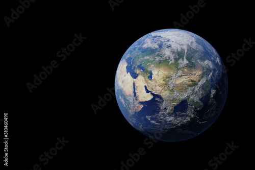 Planet Earth in outer space on the background of stars close-up, 3D render,Elements of this image are furnished by NASA