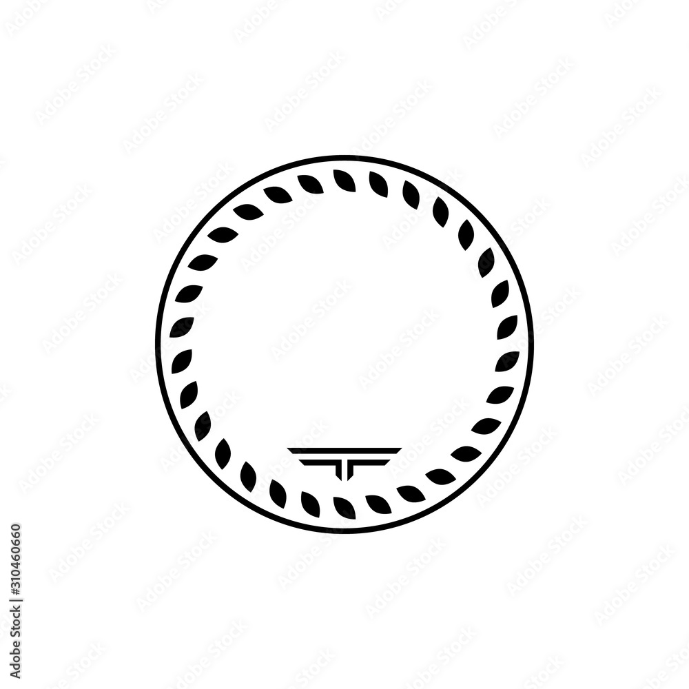 Laurel wreath glyph icon and leaves in ring sign Laurel wreath glyph icon and leaves in ring sign