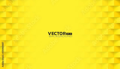Yellow abstract modern square texture background, 3d paper art style with copy centered
