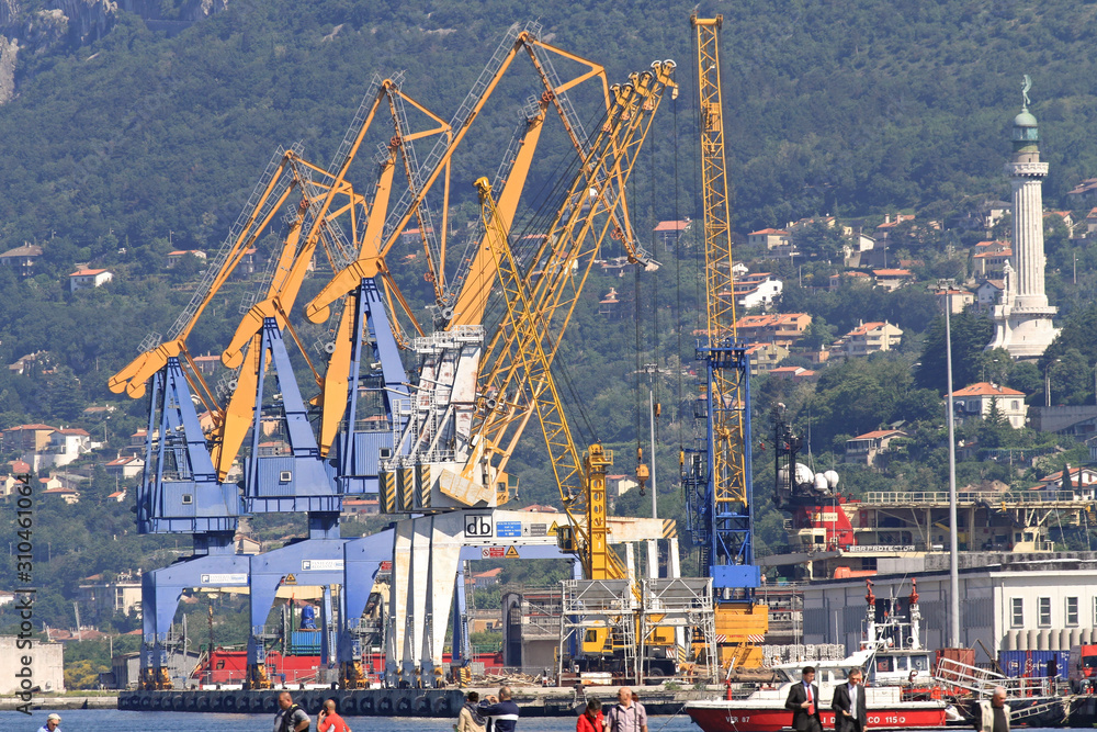 Cranes at Port of Trieste in Italy