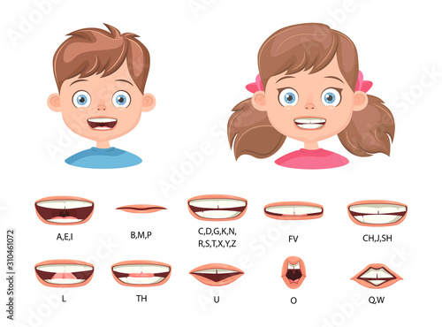 Children's lip sync, alphabet pronunciation.