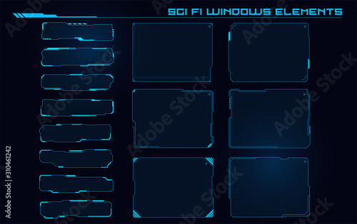 Set of Sci Fi Modern User Interface Elements. Futuristic Abstract HUD. Good for game UI. Windows elements for infographics. Vector Illustration EPS10