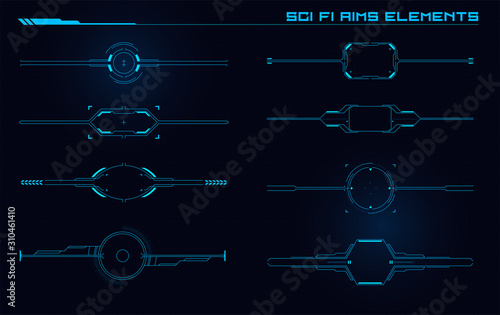 Set of Sci Fi Modern User Interface Elements. Futuristic Abstract HUD. Good for game UI. Aim elements for data infographics. Vector Illustration EPS10