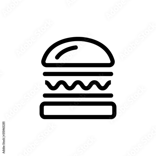 Burger icon vector. A thin line sign. Isolated contour symbol illustration