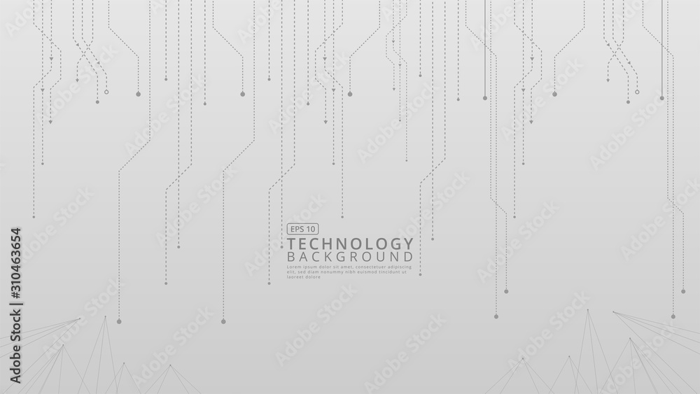 Abstract technology white background line and dots. Vector circuit