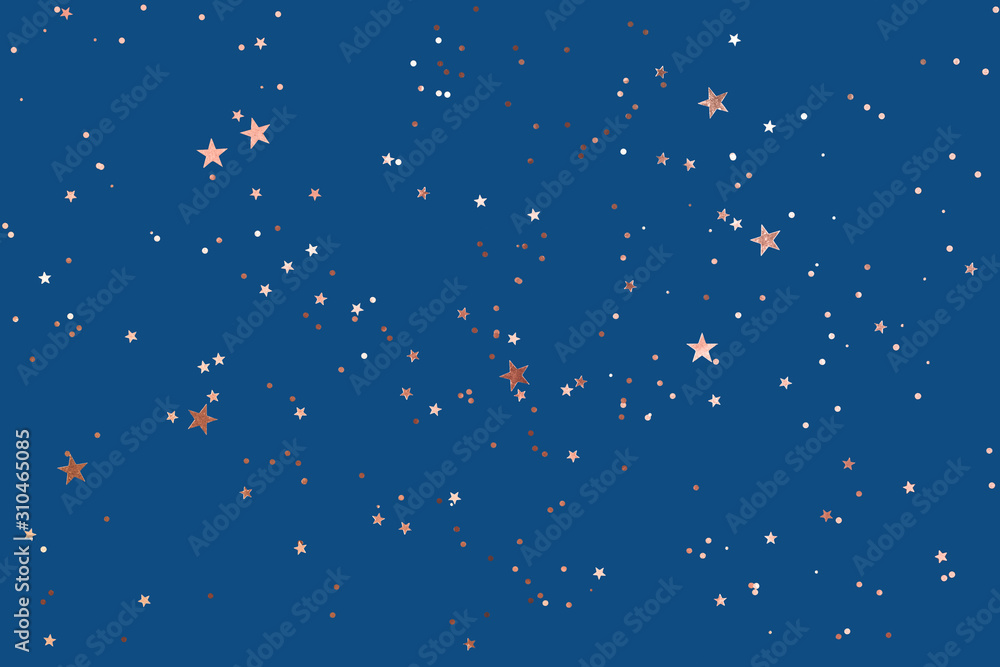 Glittering stars falling on blue backdrop. Festive and party concept. Glittering stars falling on blue backdrop. Festive and party concept.