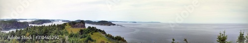 panorama of lake in fog