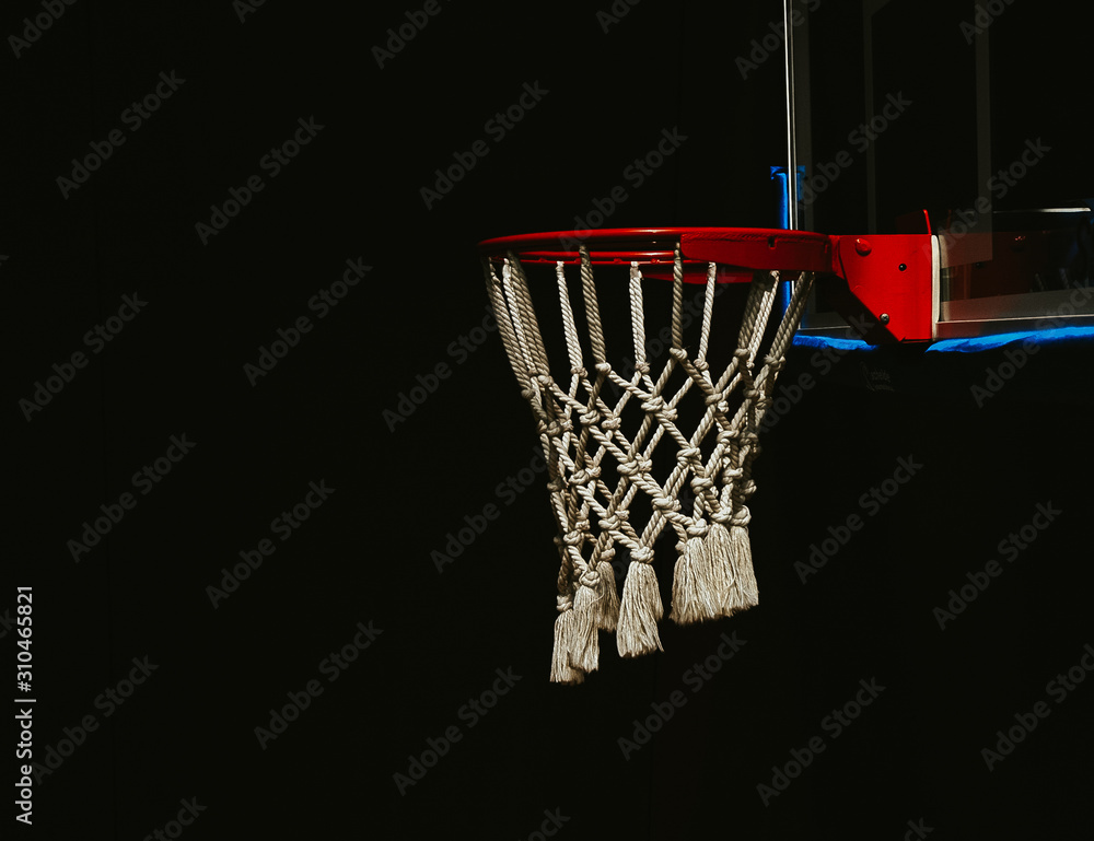 Basketball hoop on basketball arena