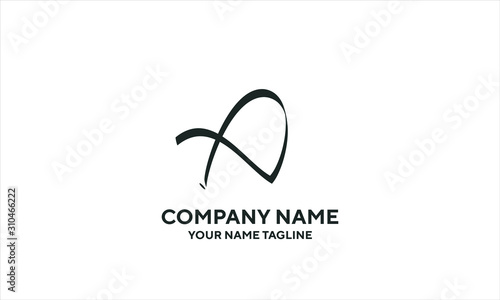 The concept of the logo with the initials letter A is a simple classical model handwritten script, very suitable for a symbol or company logo in an art or photography midwife