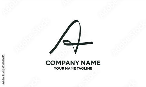 The concept of the logo with the initials letter A is a simple classical model handwritten script, very suitable for a symbol or company logo in an art or photography midwife