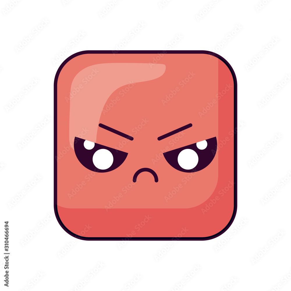 angry square kawaii cartoon vector design angry square kawaii cartoon vector design