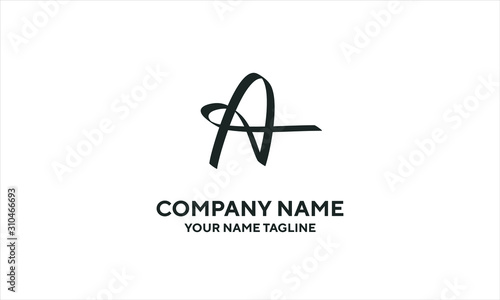 The concept of the logo with the initials letter A is a simple classical model handwritten script, very suitable for a symbol or company logo in an art or photography midwife