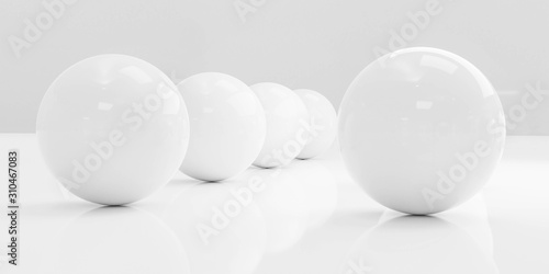 white balls with reflection macro white texture background 3d render illustration