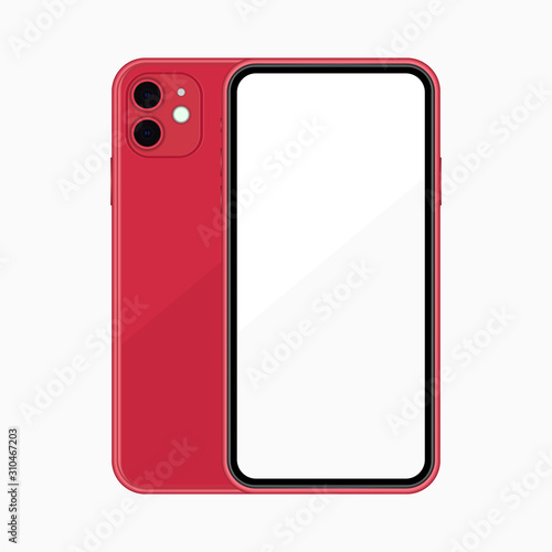 Realistic smartphone mockup. Cellphone frame with blank display. Vector mobile device concept