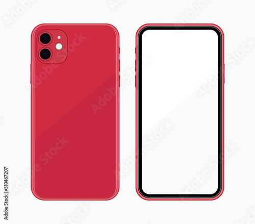 Realistic smartphone mockup. Cellphone frame with blank display. Vector mobile device concept