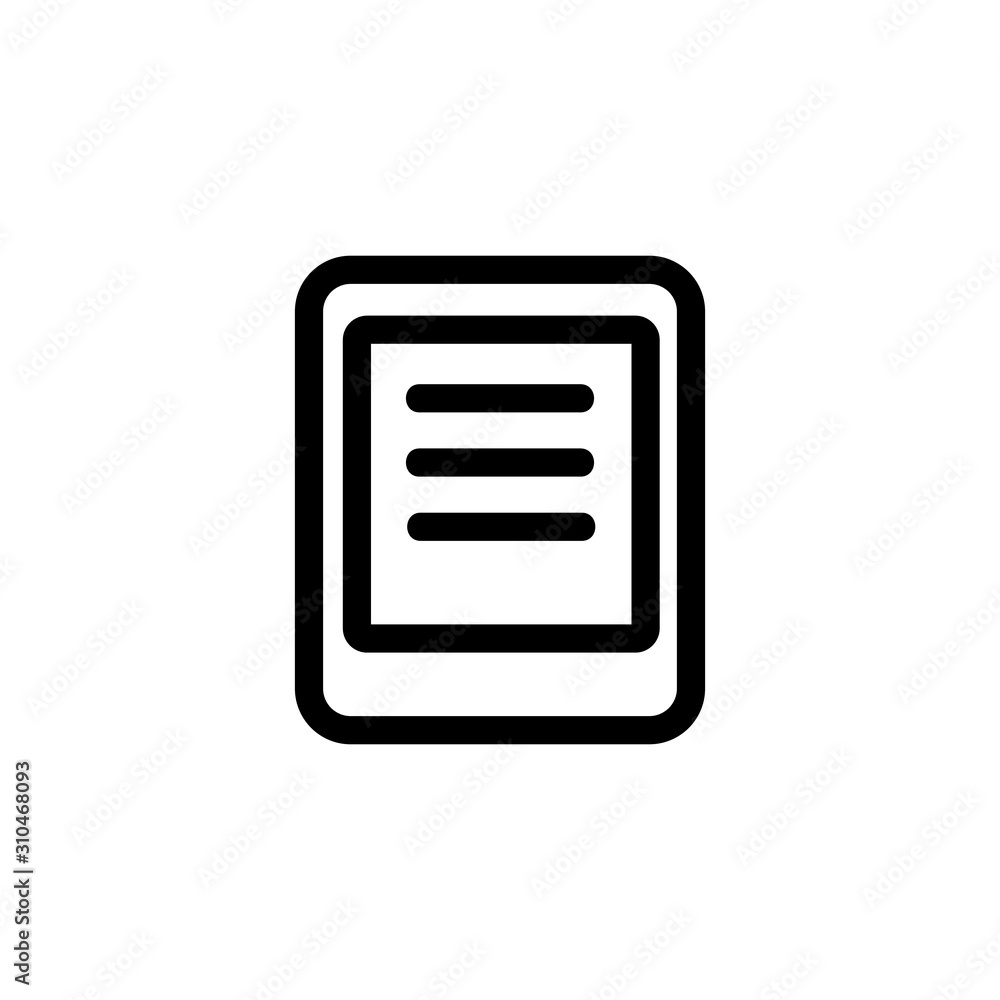 Tablet icon vector. A thin line sign. Isolated contour symbol illustration Tablet icon vector. A thin line sign. Isolated contour symbol illustration