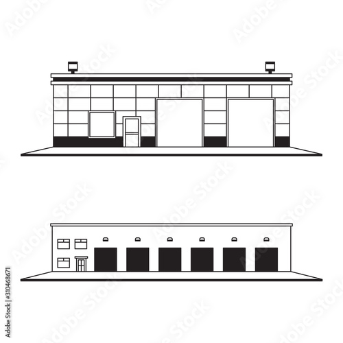 Garage building. Auto car service and repair center