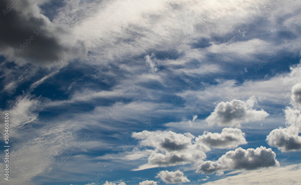 Fototapeta premium Blue sky and beautiful clouds, abstract nature background.