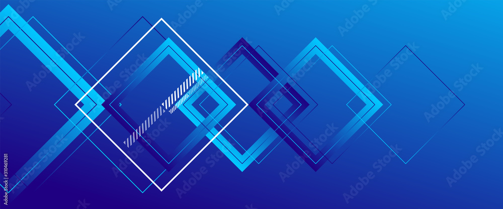 Fototapeta premium Abstract background with simple square or rectangle geometrical shapes. Geometric template with fluid gradients. Line design, technology concept. Vector Illustration For Wallpaper, Banner Background