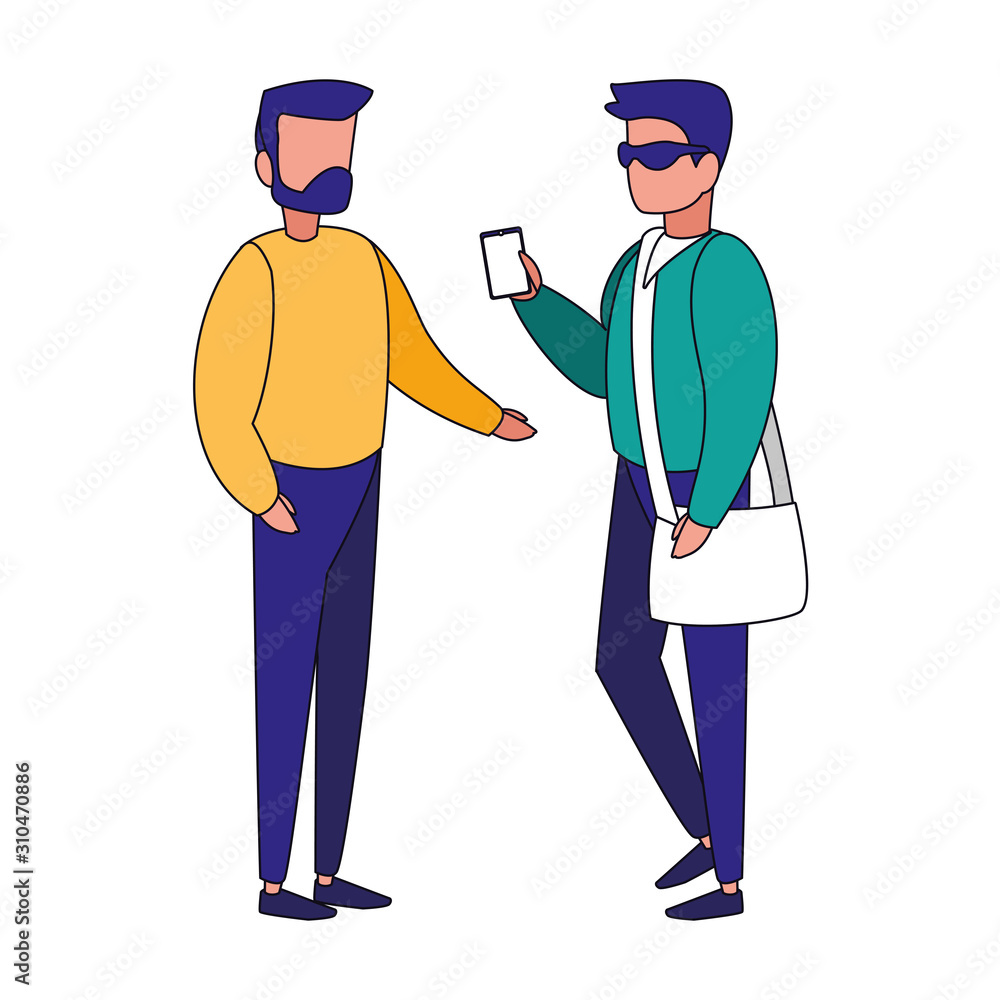 Isolated avatar men with smartphone vector design Isolated avatar men with smartphone vector design