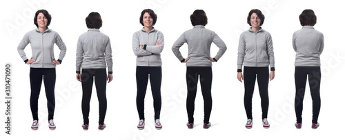 full length portrait of a woman front and back on white background photo