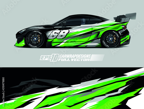 Car decal design vector. Graphic abstract stripe racing background kit designs for wrap vehicle, race car, rally, adventure and livery. Full vector eps 10