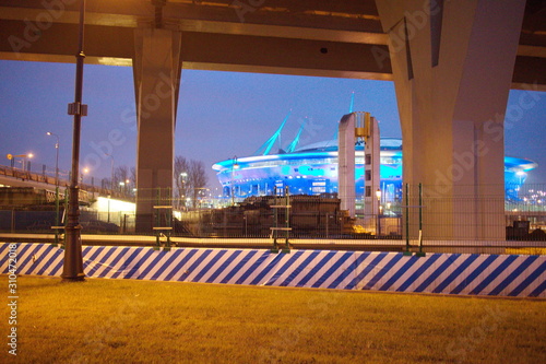 Large transport overpass on a winter evening
