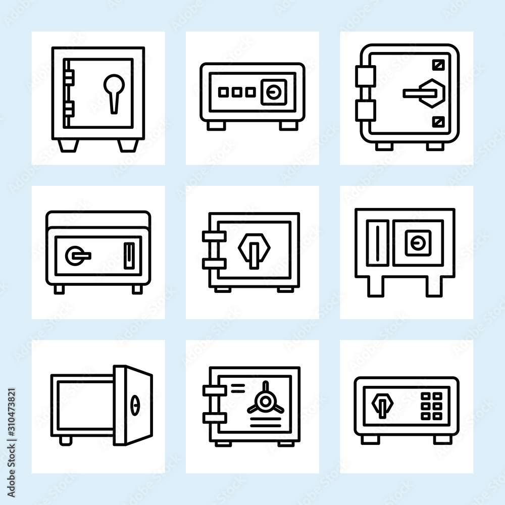 safe icons set line vector safe icons set line vector
