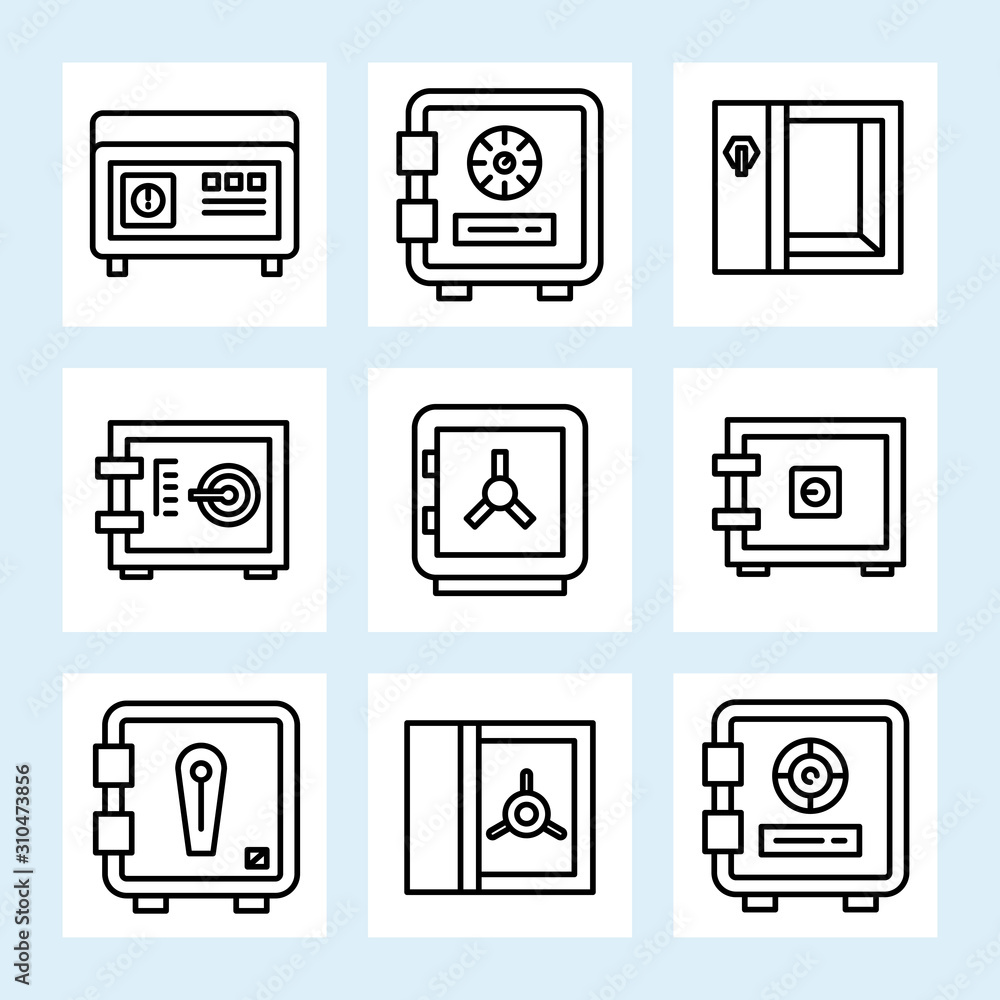 safe icons set line vector safe icons set line vector