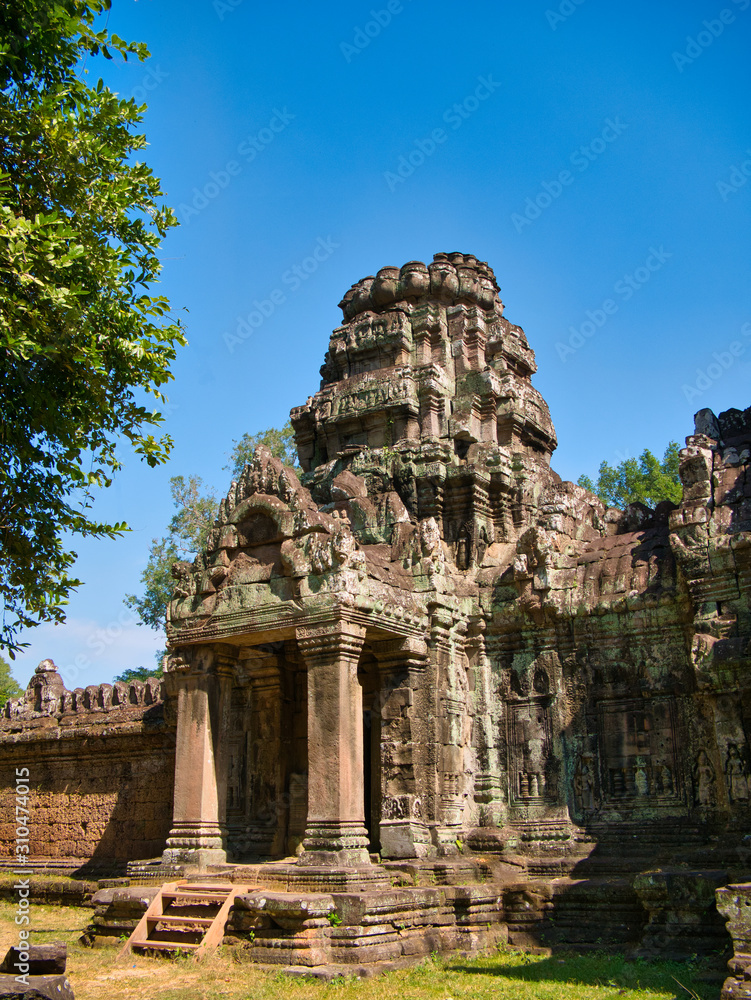 Temple ruins at the ancient Khmer site of Angkor Thom near Siem Reap in Cambodia.