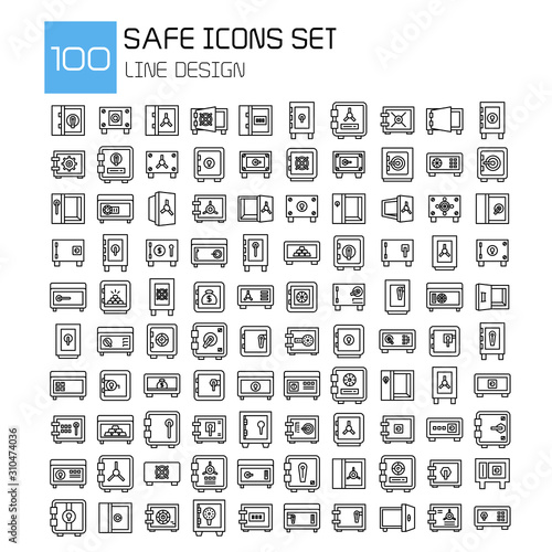 big set of safe icons line vector
