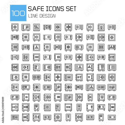 big set of safe icons line vector