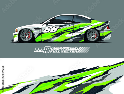 Car decal design vector. Graphic abstract stripe racing background kit designs for wrap vehicle  race car  rally  adventure and livery. Full vector eps 10