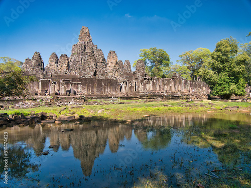 Temple ruins at the ancient Khmer site of Angkor Thom near Siem Reap in Cambodia.