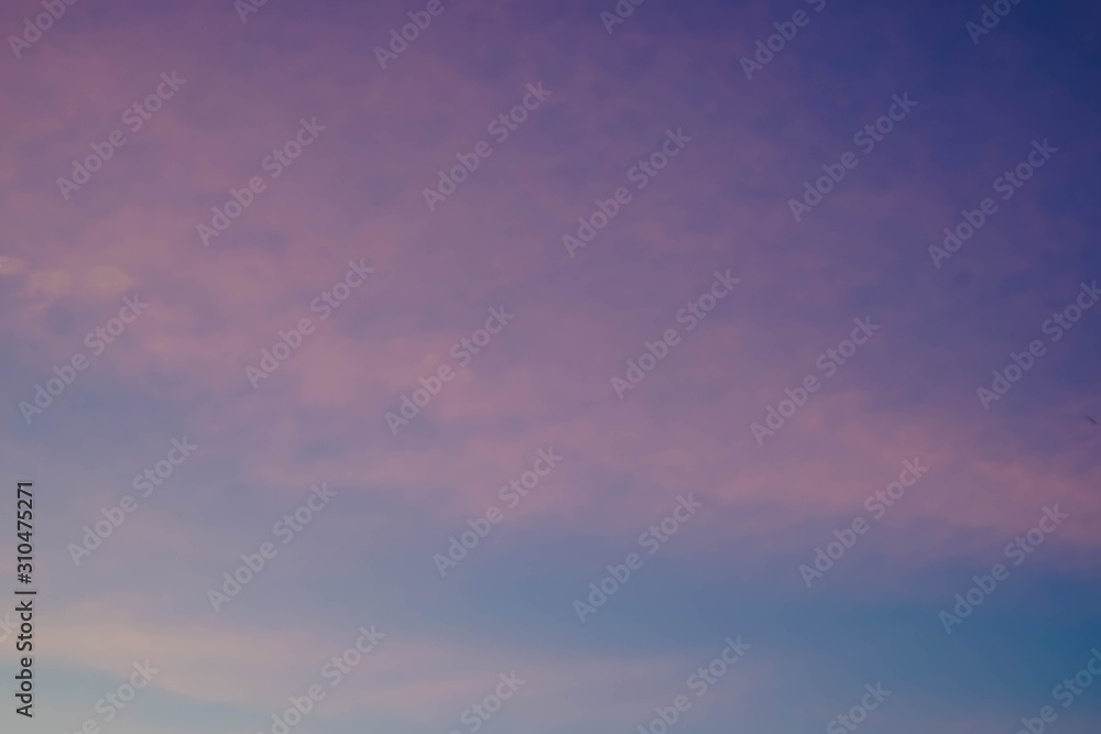 The natural sky in the winter when the sun sets Blue and pink background