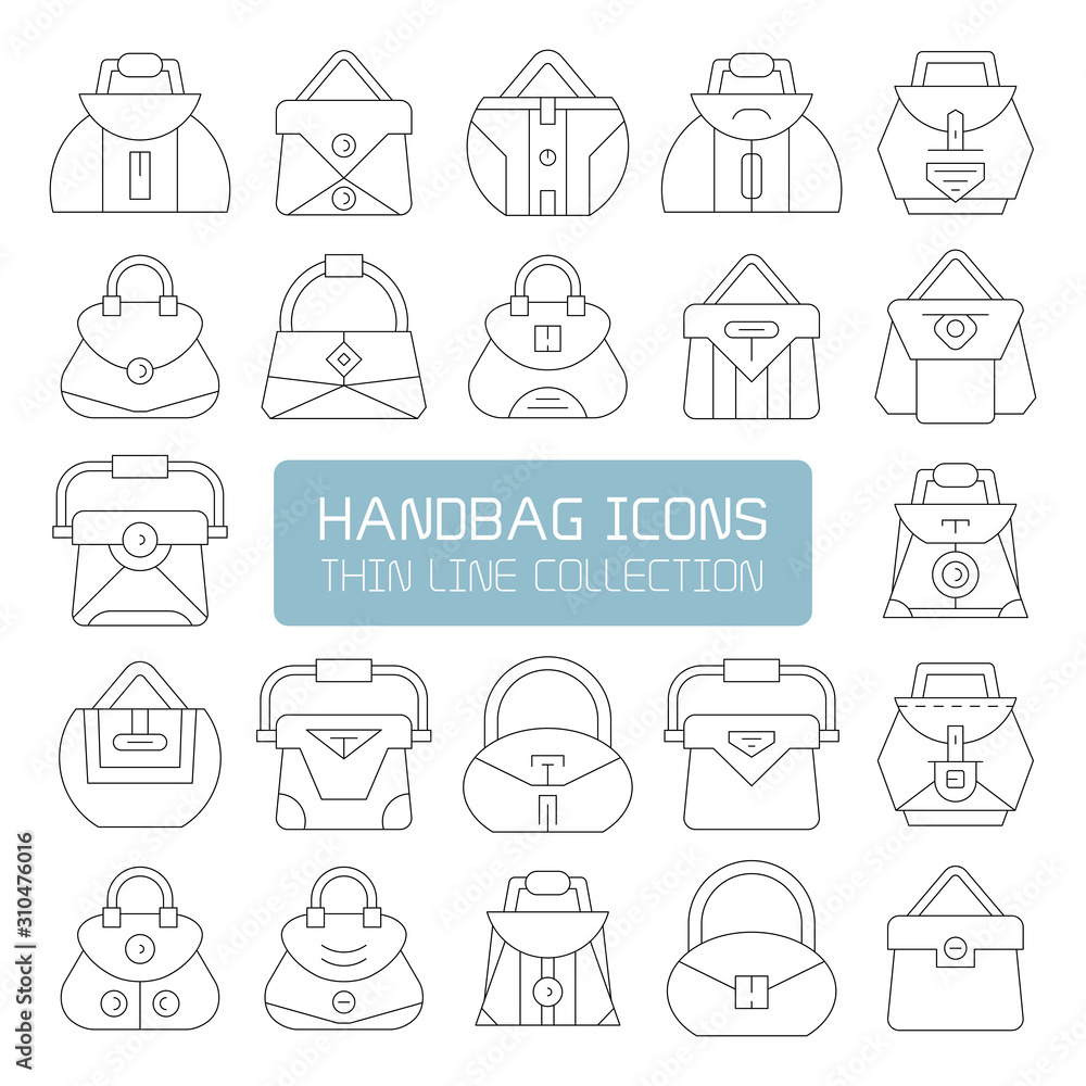 handbag and pouch icons thin line design handbag and pouch icons thin line design