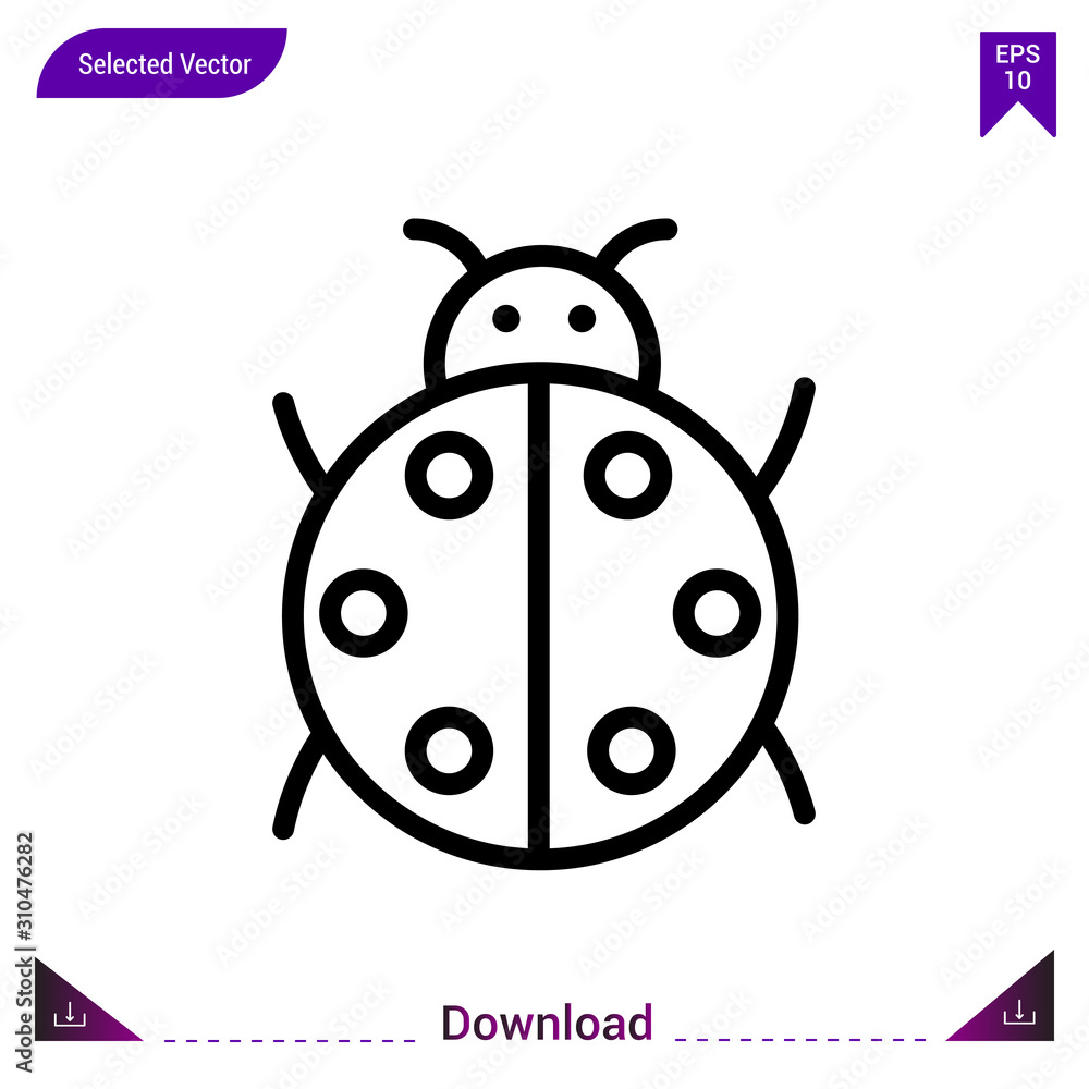 Fototapeta premium ladybug icon vector . Best modern, simple, isolated, application ,seasons icons, logo, flat icon for website design or mobile applications, UI / UX design vector format