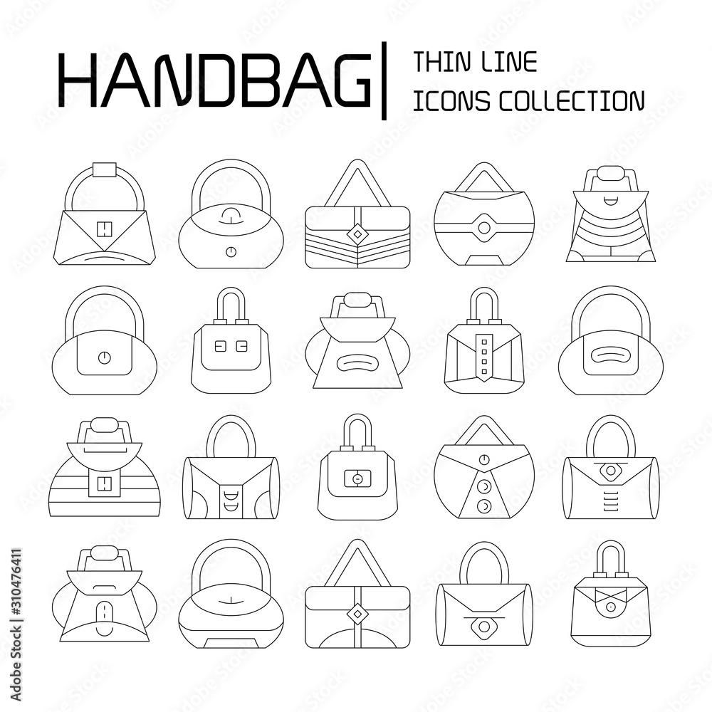 handbag and pouch icons thin line design handbag and pouch icons thin line design